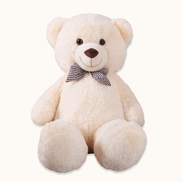 chubbyjoy 1.1m/1.2m/1.4m Giant Teddy Bear with Checkered Tie Cream White