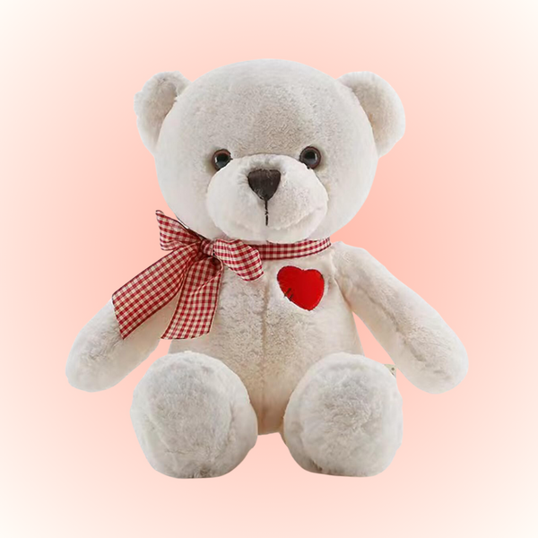 Chubbyjoy Teddy Bear Checkered  Tie  Heartie Cream White