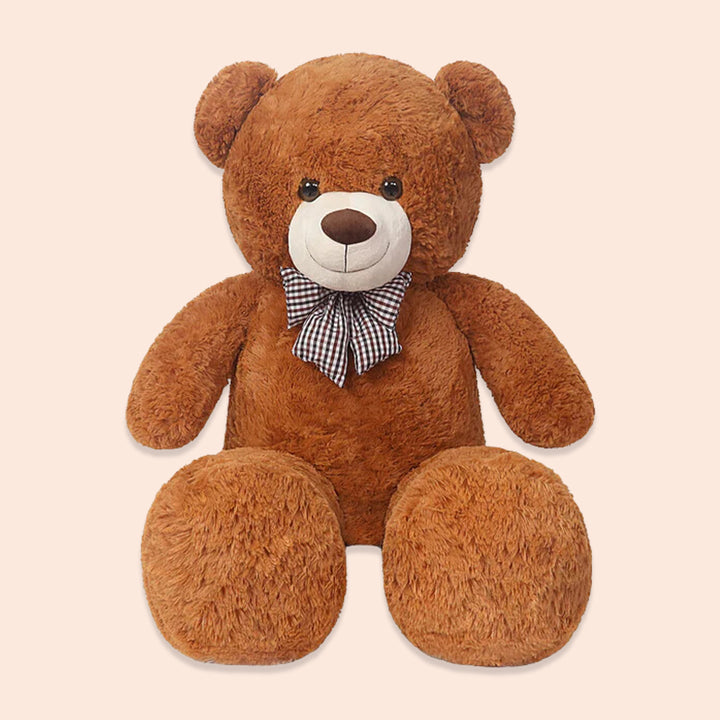 chubbyjoy 1.1m/1.2m/1.4m Giant Teddy Bear with Checkered Tie Dark Brown