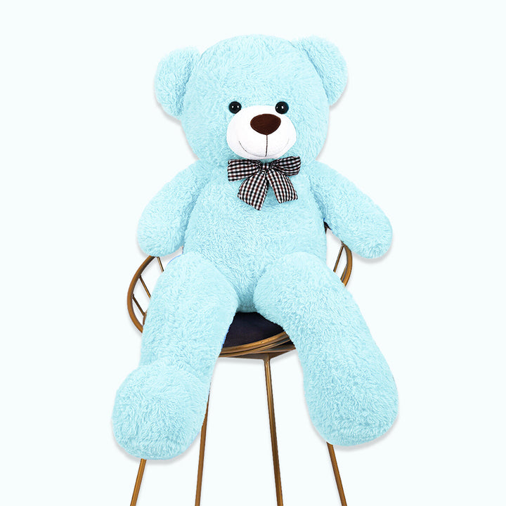 chubbyjoy 1.1m/1.2m/1.4m Giant Teddy Bear with Checkered Tie Light Blue