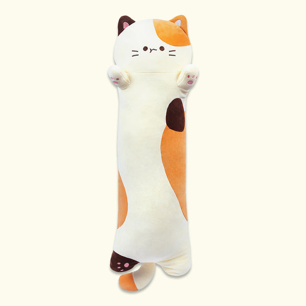 chubbyjoy Plush Toy Stuffed Animals Plush Body Pillow  Soft Cat Pattern Beige