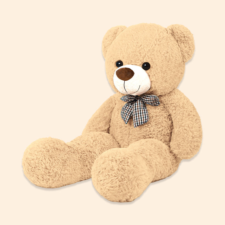 chubbyjoy 1.1m/1.2m/1.4m Giant Teddy Bear with Checkered Tie Brown