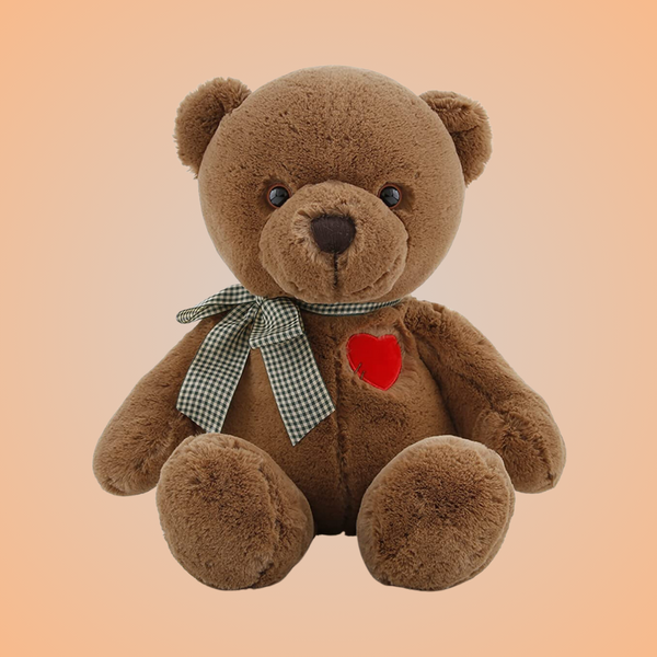 Chubbyjoy Teddy Bear Checkered  Tie  Heartie Brown