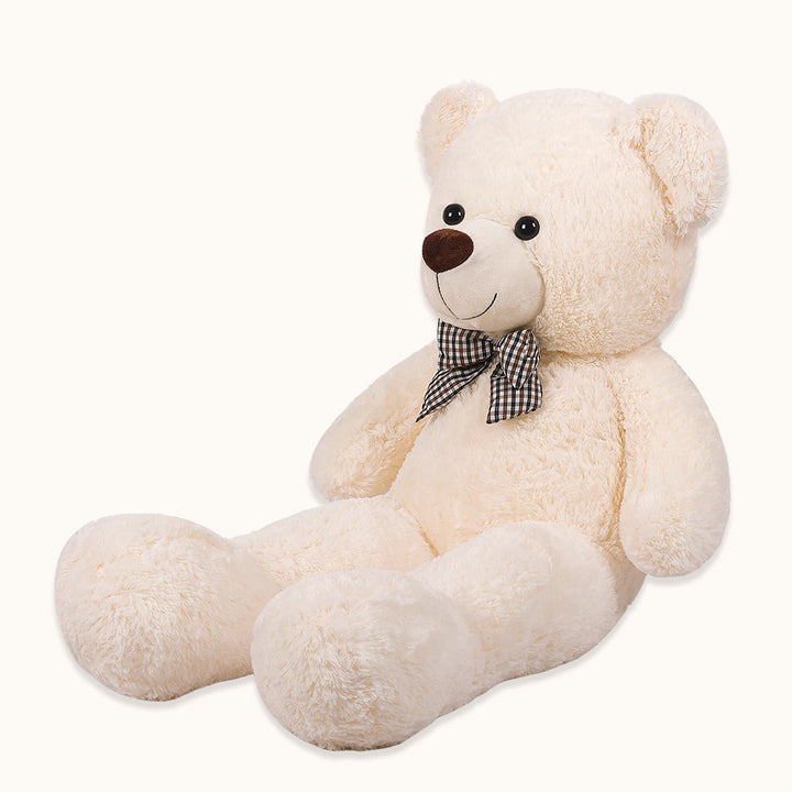 chubbyjoy 1.1m/1.2m/1.4m Giant Teddy Bear with Checkered Tie Cream White