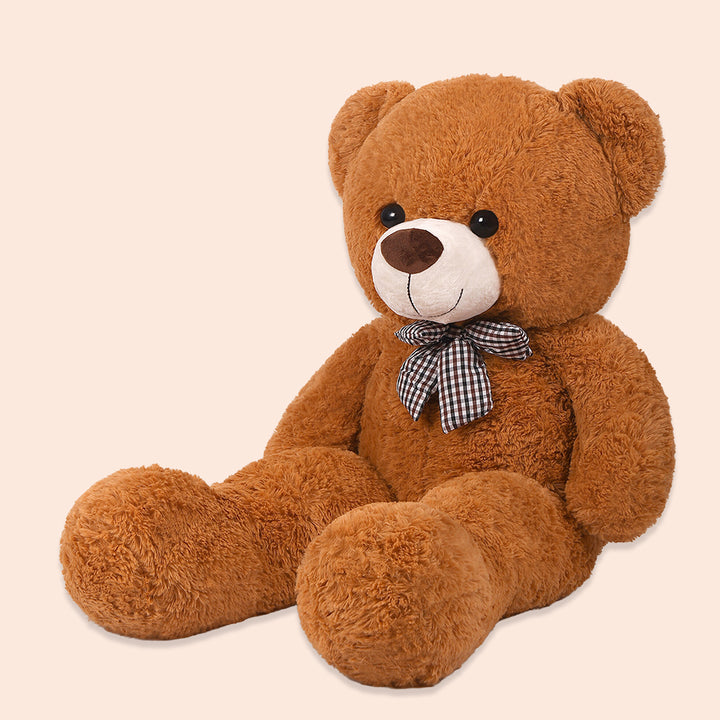 chubbyjoy 1.1m/1.2m/1.4m Giant Teddy Bear with Checkered Tie Dark Brown