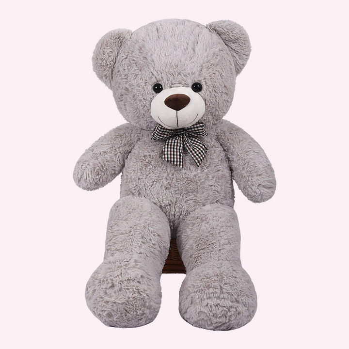 chubbyjoy 1.1m/1.2m/1.4m Giant Teddy Bear with Checkered Tie Grey