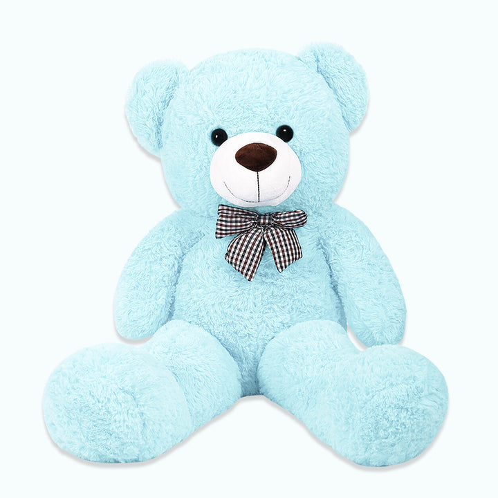 chubbyjoy 1.1m/1.2m/1.4m Giant Teddy Bear with Checkered Tie Light Blue