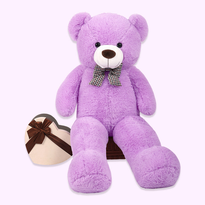 chubbyjoy 1.1m/1.2m/1.4m Giant Teddy Bear with Checkered Tie Purple