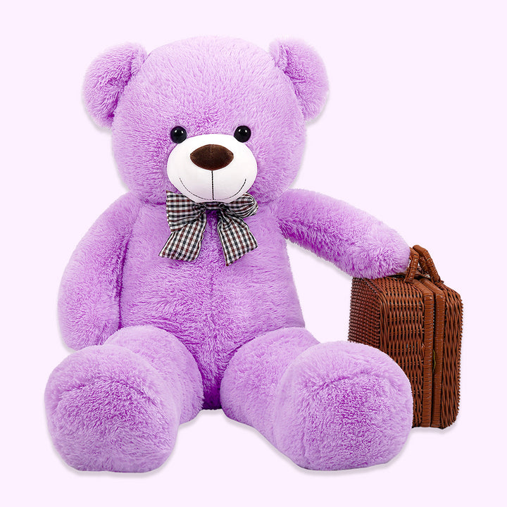 chubbyjoy 1.1m/1.2m/1.4m Giant Teddy Bear with Checkered Tie Purple