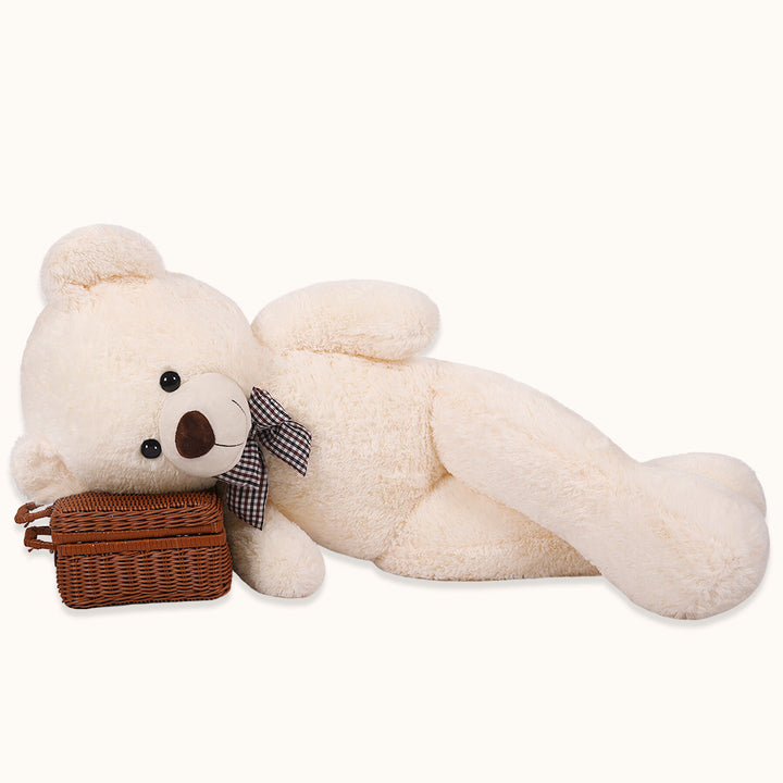 chubbyjoy 1.1m/1.2m/1.4m Giant Teddy Bear with Checkered Tie Cream White