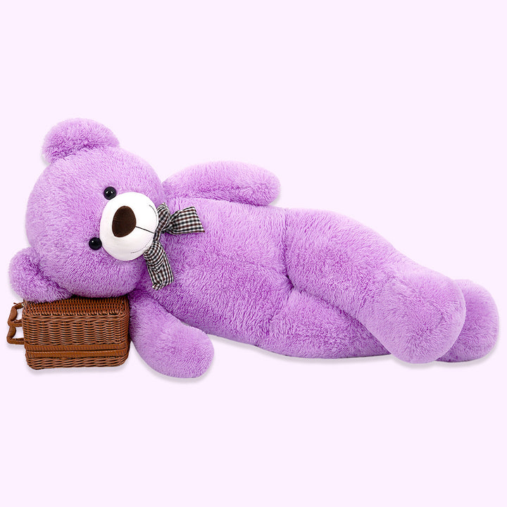 chubbyjoy 1.1m/1.2m/1.4m Giant Teddy Bear with Checkered Tie Purple