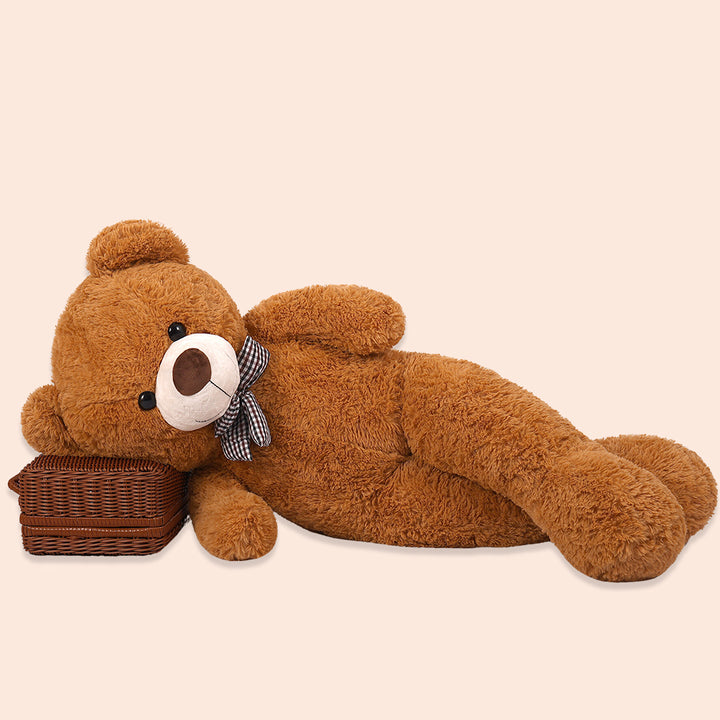 chubbyjoy 1.1m/1.2m/1.4m Giant Teddy Bear with Checkered Tie Dark Brown