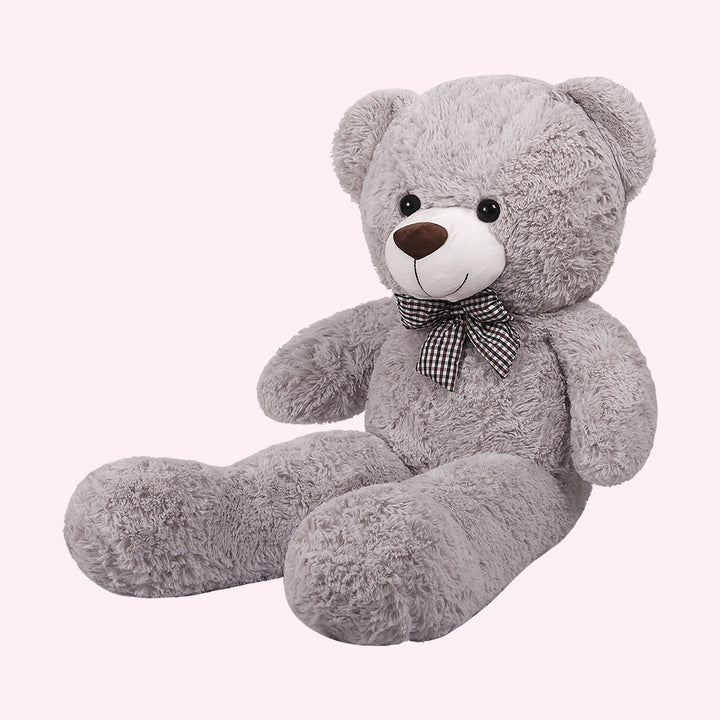 chubbyjoy 1.1m/1.2m/1.4m Giant Teddy Bear with Checkered Tie Grey