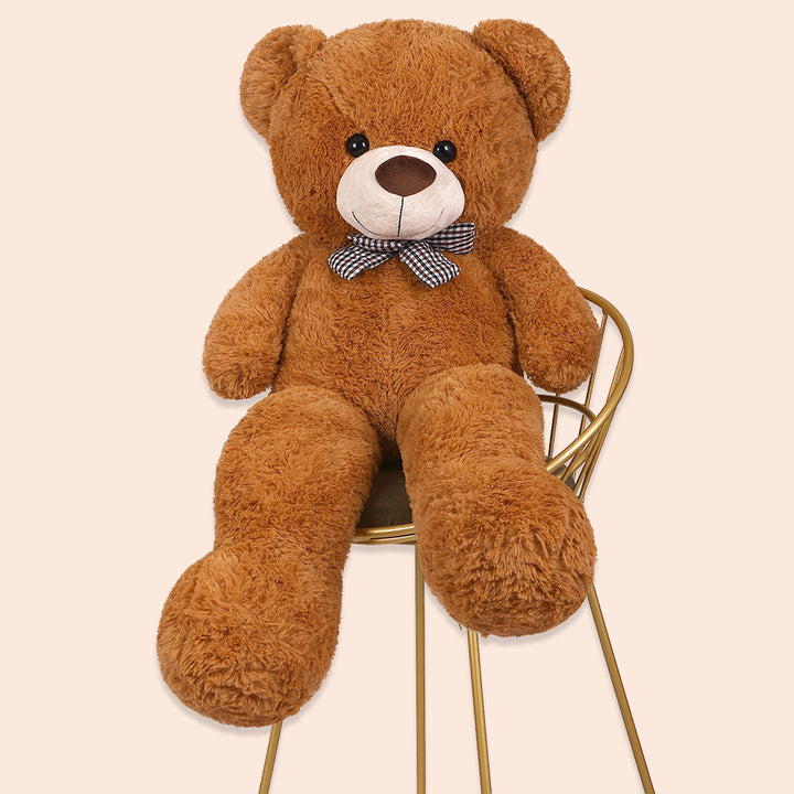 chubbyjoy 1.1m/1.2m/1.4m Giant Teddy Bear with Checkered Tie Dark Brown