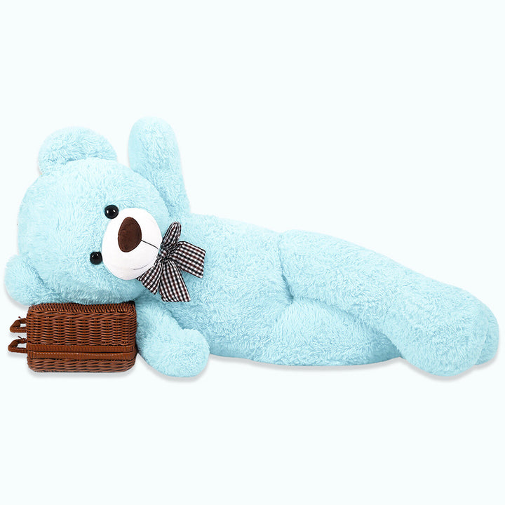 chubbyjoy 1.1m/1.2m/1.4m Giant Teddy Bear with Checkered Tie Light Blue