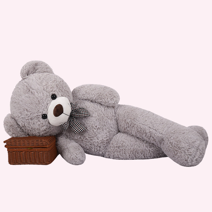 chubbyjoy 1.1m/1.2m/1.4m Giant Teddy Bear with Checkered Tie Grey