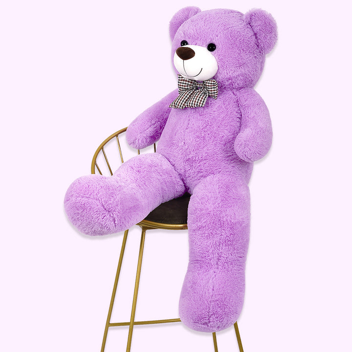 chubbyjoy 1.1m/1.2m/1.4m Giant Teddy Bear with Checkered Tie Purple