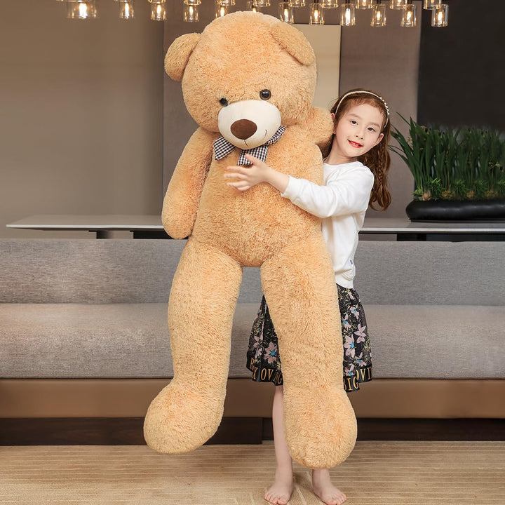 chubbyjoy 1.1m/1.2m/1.4m Giant Teddy Bear with Checkered Tie Brown