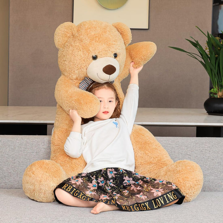 chubbyjoy 1.1m/1.2m/1.4m Giant Teddy Bear with Checkered Tie Brown