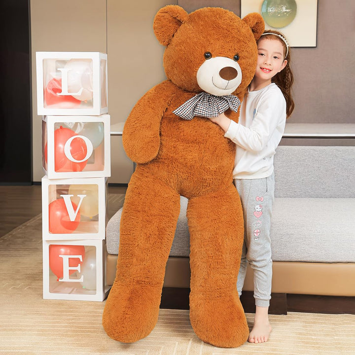 chubbyjoy 1.1m/1.2m/1.4m Giant Teddy Bear with Checkered Tie Dark Brown