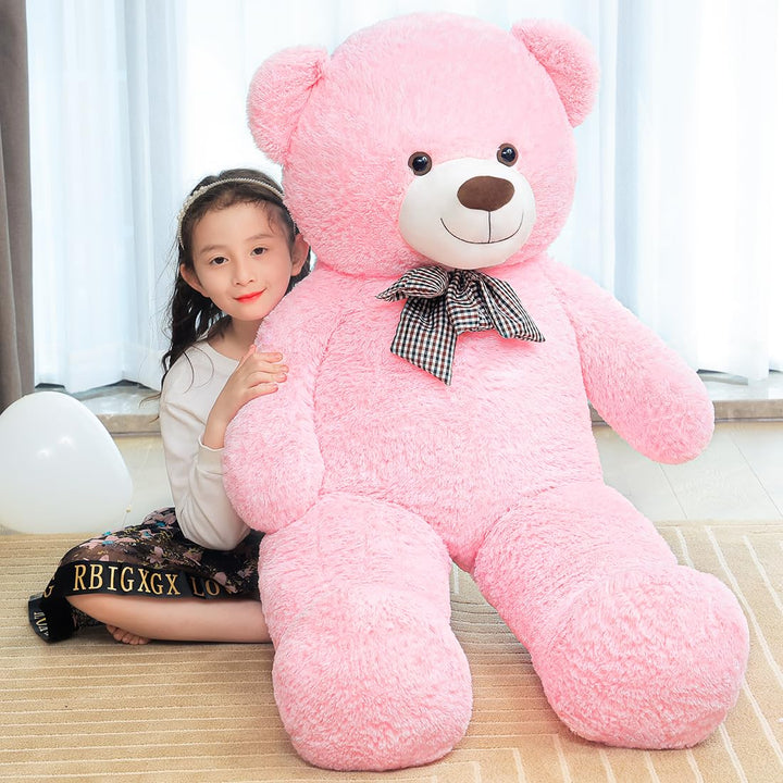 chubbyjoy 1.1m/1.2m/1.4m Giant Teddy Bear with Checkered Tie  Pink