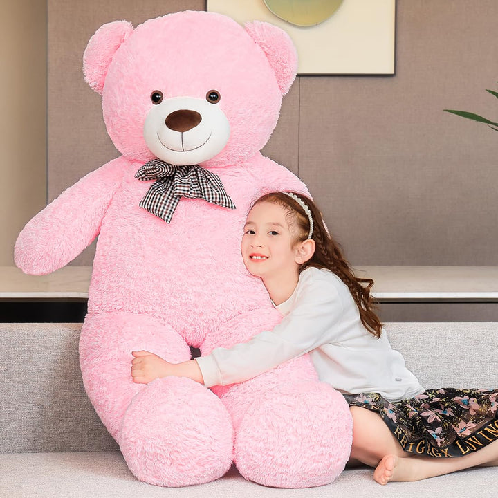 chubbyjoy 1.1m/1.2m/1.4m Giant Teddy Bear with Checkered Tie  Pink