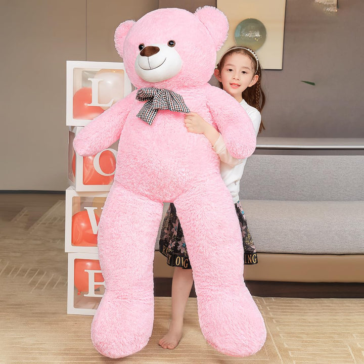 chubbyjoy 1.1m/1.2m/1.4m Giant Teddy Bear with Checkered Tie  Pink