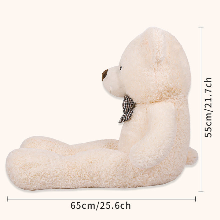 chubbyjoy 1.1m/1.2m/1.4m Giant Teddy Bear with Checkered Tie Cream White