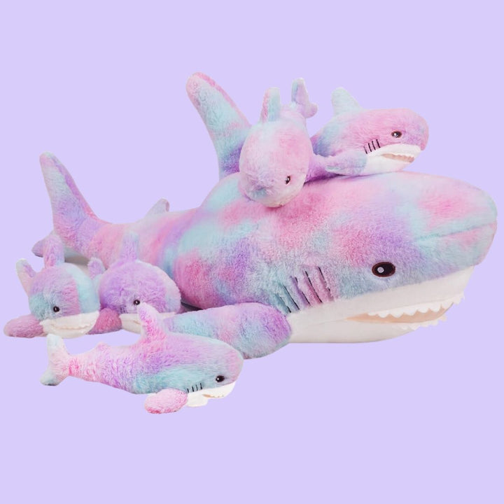 Chubbyjoy  Plush Shark Toy Stuffed Animal Toy Mom Shark and 5 Babies Colorful Shark 5 in 1 (100cm/39.3in)