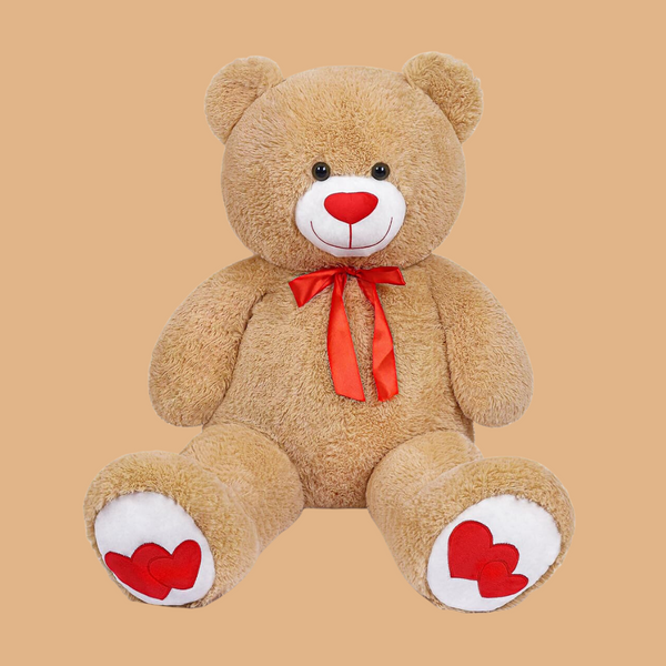 Chubbyjoy 43"/110cm Teddy Bear with Ribbon Tie and Love Heart Brown