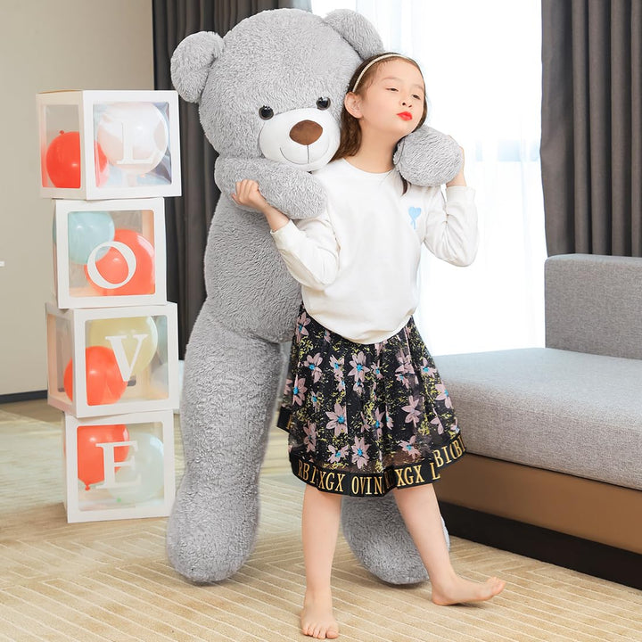 chubbyjoy 1.1m/1.2m/1.4m Giant Teddy Bear with Checkered Tie Grey